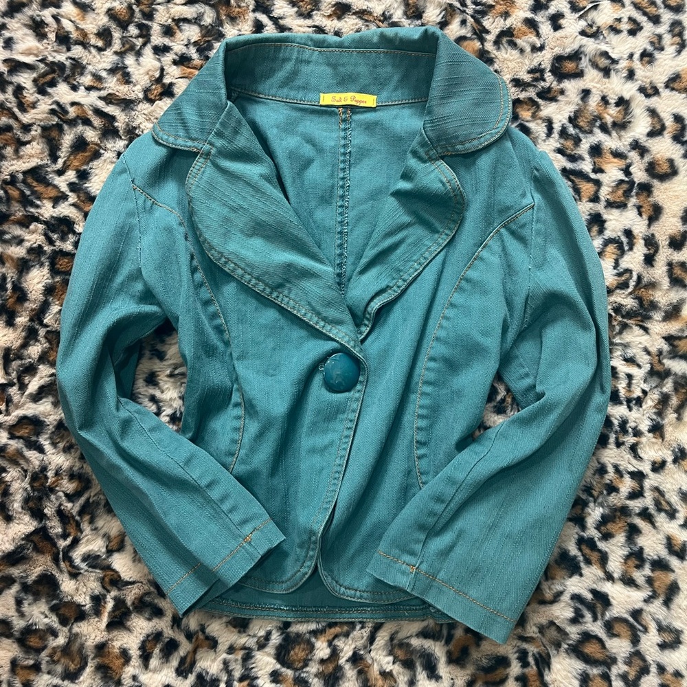 Salt & Pepper Teal Blazer